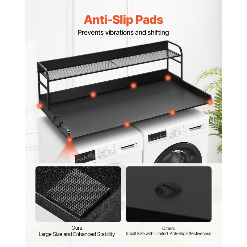 Pesukoneen ja kuivausrummun päälle työtaso 15 mm P2-lastulevy 1370 x 700 mm