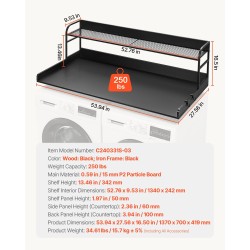 Pesukoneen ja kuivausrummun päälle työtaso 15 mm P2-lastulevy 1370 x 700 mm