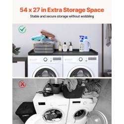 Työtaso pesukoneen ja kuivausrummun päälle 15 mm P2-lastulevy musta 1370x700 mm