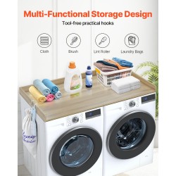 Työtaso pesukoneen ja kuivausrummun päälle 1370x700mm 15mm P2-lastulevy tammi