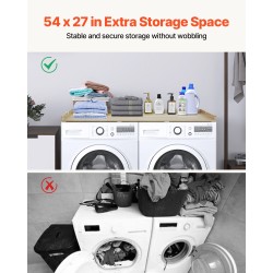 Työtaso pesukoneen ja kuivausrummun päälle 1370x700mm 15mm P2-lastulevy tammi