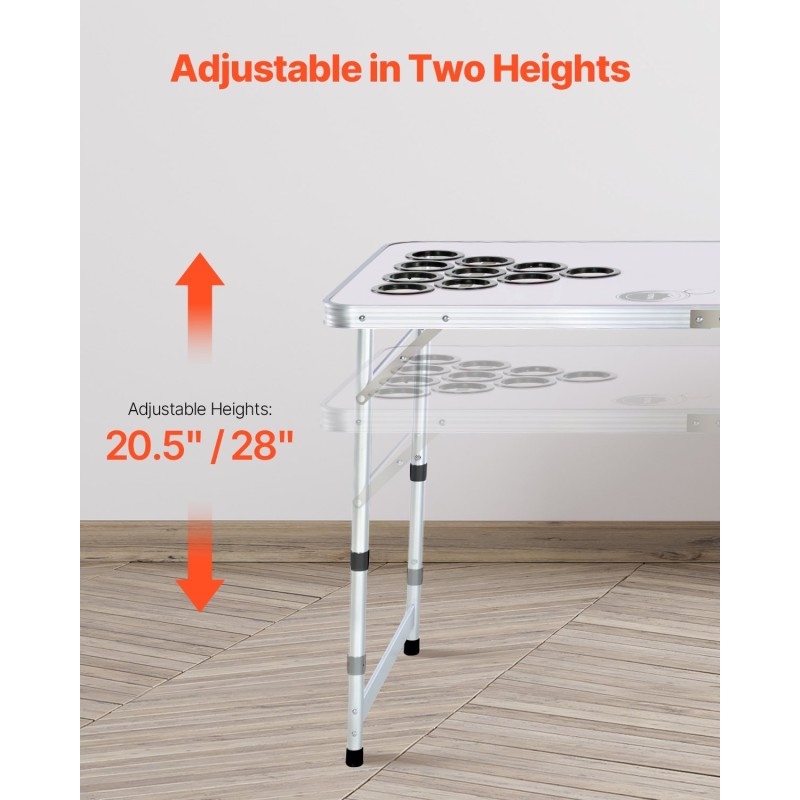 Taitettava beer pong -pöytä MDF-melamiinipinnoite 240x60 cm 6 palloa