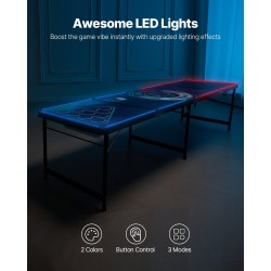 Taitettava juomapöytä MDF melamiinipinnoite LED-valaistus 2400 x 600 mm 6 palloa