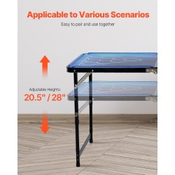 Taitettava juomapöytä MDF melamiinipinnoite LED-valaistus 2400 x 600 mm 6 palloa