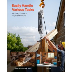 Köysitalja sinkitty teräs 500 kg nostokyky 30 m polyesteriköysi 6 mm