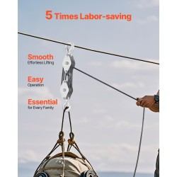 Köysitalja sinkitty teräs 500 kg nostokyky 30 m polyesteriköysi 6 mm