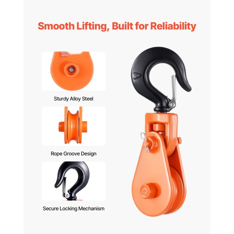 Taljalohko 2 t nimelliskuorma seosteräs 360 astetta kääntyvä koukku