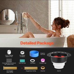 Vapaasti seisovan kylpyammeen viemärisarja PVC-muovi messinkiosilla 1,5 tuuman viemärilähtöön