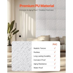 Kolmiulotteiset PVC-seinäpaneelit sisäkäyttöön 12 paneelia mattavalkoinen 500x500 mm