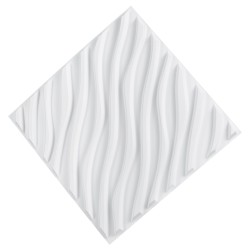 Kolmiulotteiset PVC-seinäpaneelit sisäkäyttöön 12 paneelia mattavalkoinen 500x500 mm