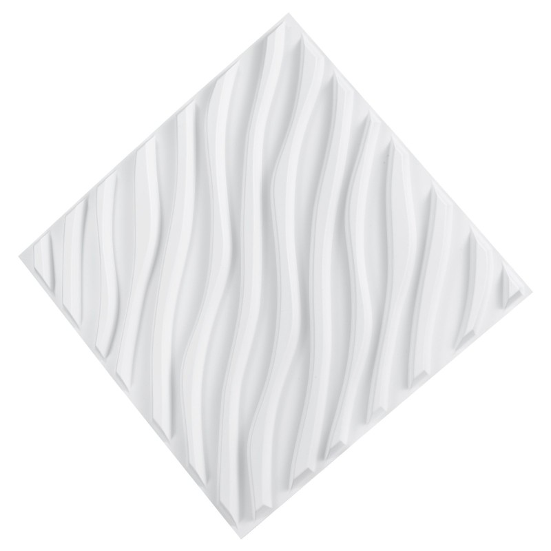 Kolmiulotteiset PVC-seinäpaneelit sisäkäyttöön 12 paneelia mattavalkoinen 500x500 mm