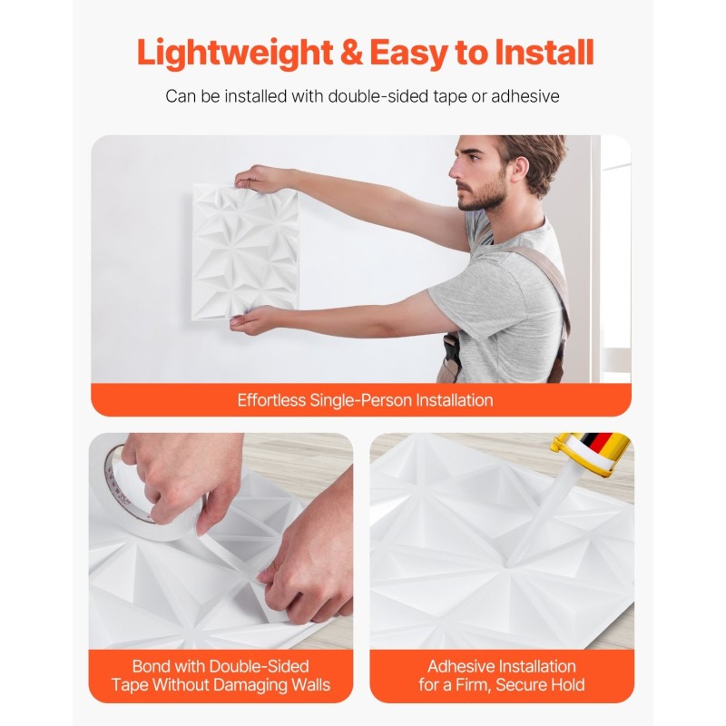 Seinäpaneelit PVC 33 paneelia timanttikuvio mattavalkoinen 2,97 m² 300x300 mm