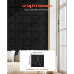 3D-seinäpaneelit PVC mattamusta timanttikuvio 33 kpl 2,97 m² sisätiloihin