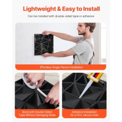 3D-seinäpaneelit PVC mattamusta timanttikuvio 33 kpl 2,97 m² sisätiloihin