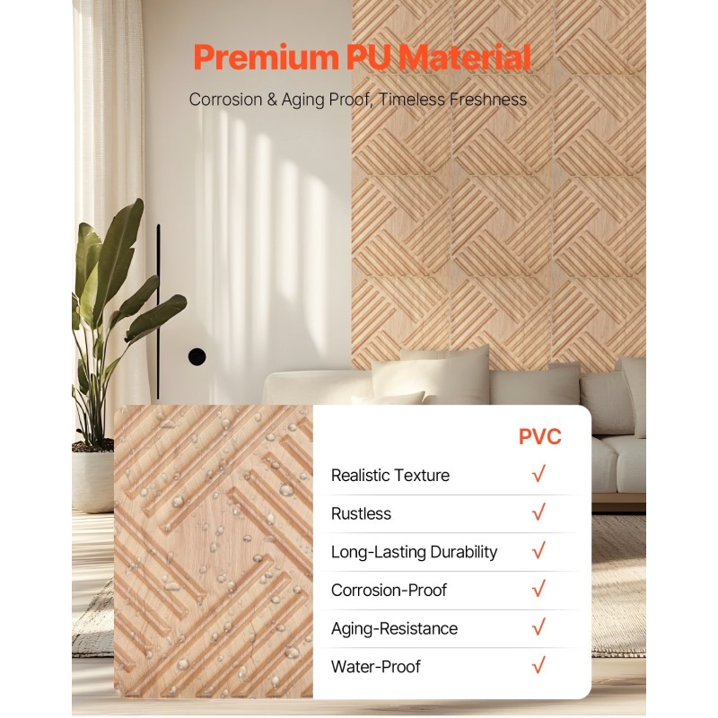 Seinäpaneelit PVC-muovi kolmiulotteiset rimakuviolliset vaalea puusävy 12 kpl 2,97 m²