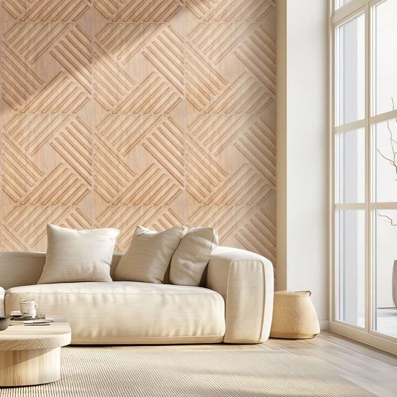 Seinäpaneelit PVC-muovi kolmiulotteiset rimakuviolliset vaalea puusävy 12 kpl 2,97 m²