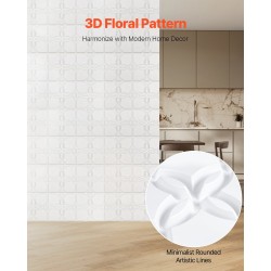 Kolmiulotteiset PVC-muoviset seinäpaneelit 33 kpl 300 x 300 mm mattavalkoinen kukkakuvio