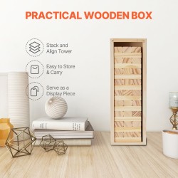 Puinen kaatumistornipeli mäntypuuta 54 palikkaa palikkakoko 75x25x15 mm sisä ja ulkokäyttöön