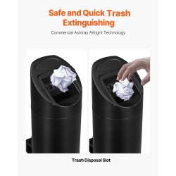 Seinään kiinnitettävä tumpinkeräin ruostumatonta terästä ja alumiinia musta ulkokäyttöön lukolla