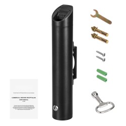 Seinään kiinnitettävä tumpinkeräin ruostumatonta terästä ja alumiinia musta ulkokäyttöön lukolla