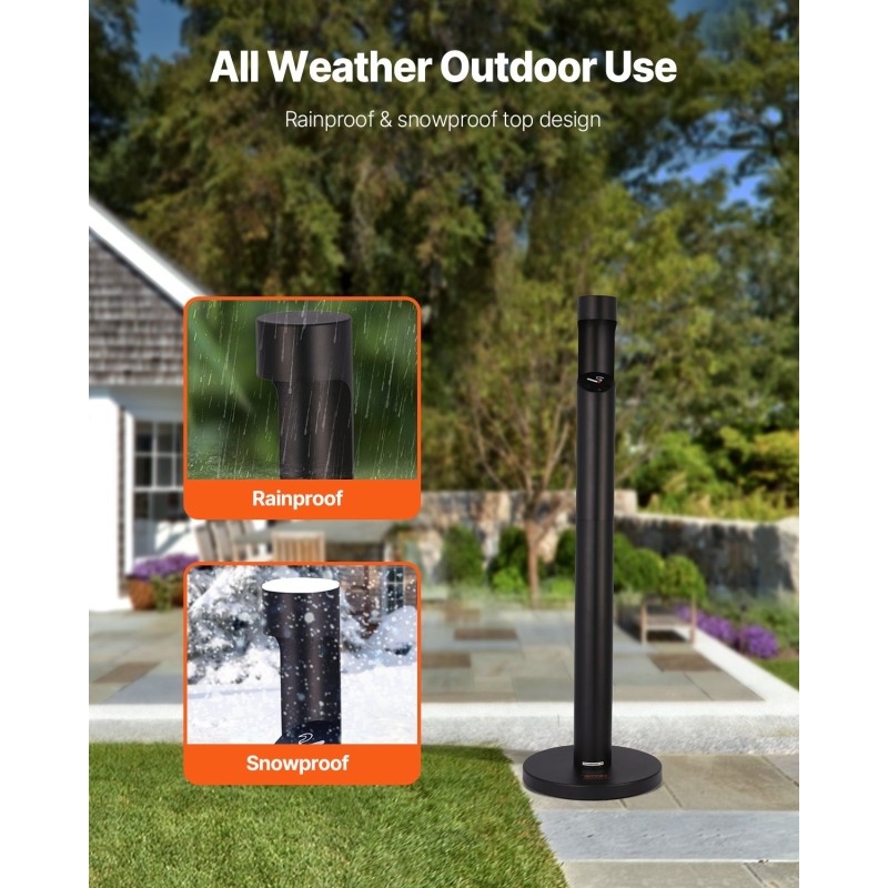 Sylinterimallinen tumppiastia ulkokäyttöön musta galvanoitu teräs 320 mm