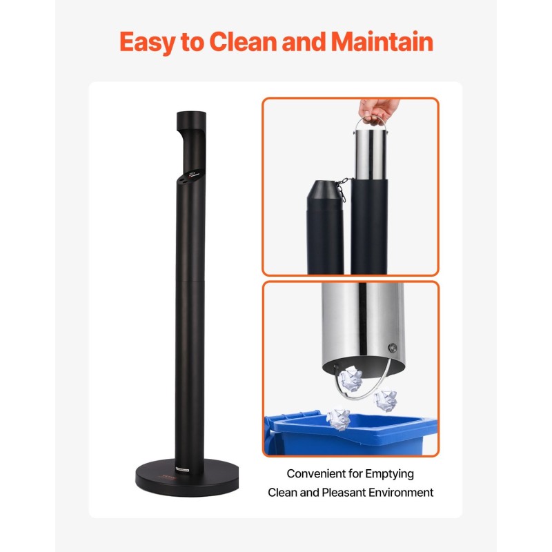 Sylinterimallinen tumppiastia ulkokäyttöön musta galvanoitu teräs 320 mm