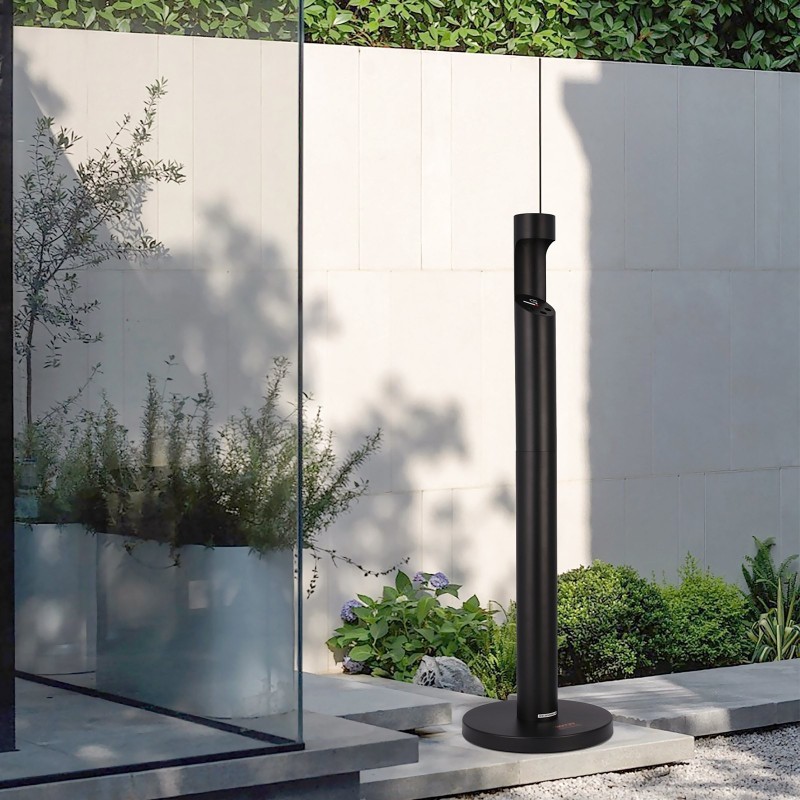 Sylinterimallinen tumppiastia ulkokäyttöön musta galvanoitu teräs 320 mm