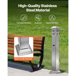 Tupakantumrasia 201-ruostumatonta terästä neliömalli ulkokäyttöön 210x210x1080 mm