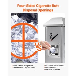 Tupakantumrasia 201-ruostumatonta terästä neliömalli ulkokäyttöön 210x210x1080 mm