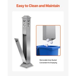 Tupakantumrasia 201-ruostumatonta terästä neliömalli ulkokäyttöön 210x210x1080 mm