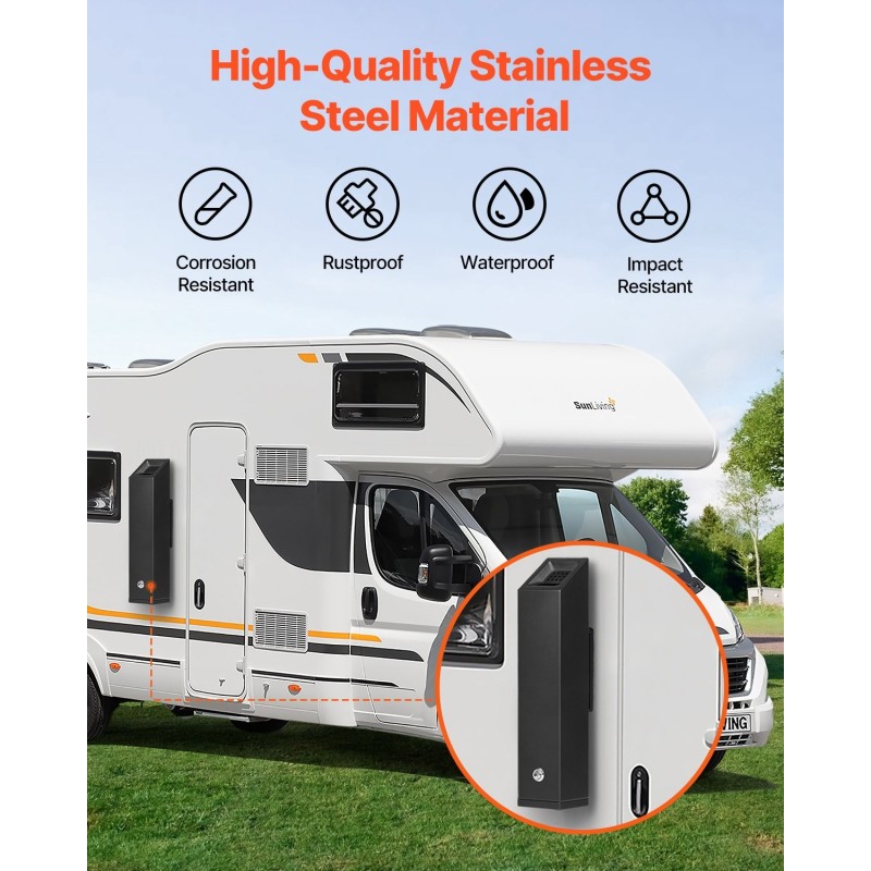 Seinäasennettava tupakantumien keräysastia ruostumaton teräs ja alumiiniseos lukittava musta