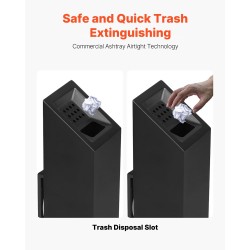 Seinäasennettava tupakantumien keräysastia ruostumaton teräs ja alumiiniseos lukittava musta