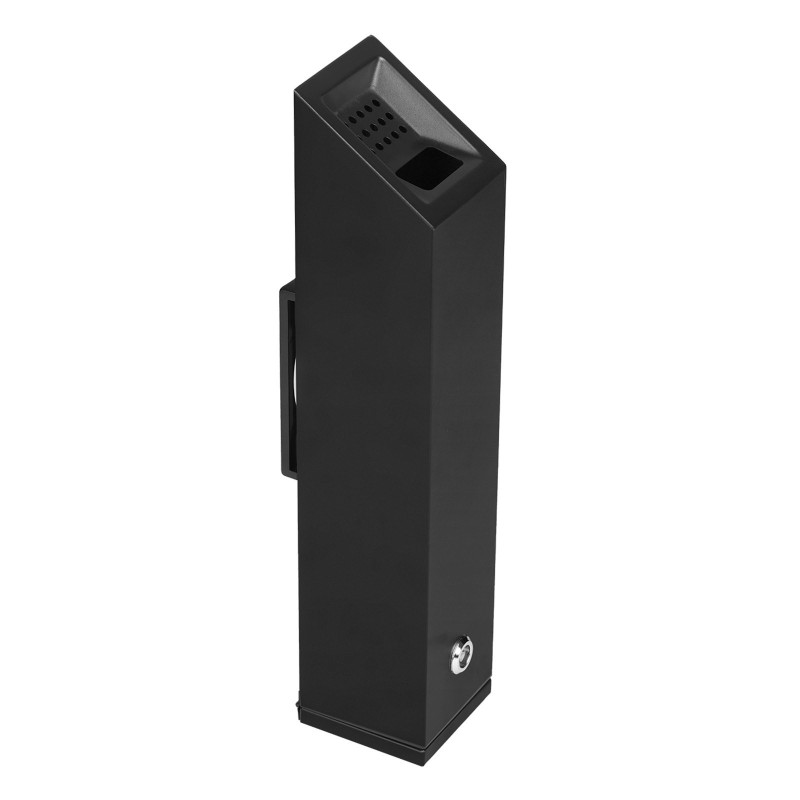 Seinäasennettava tupakantumien keräysastia ruostumaton teräs ja alumiiniseos lukittava musta