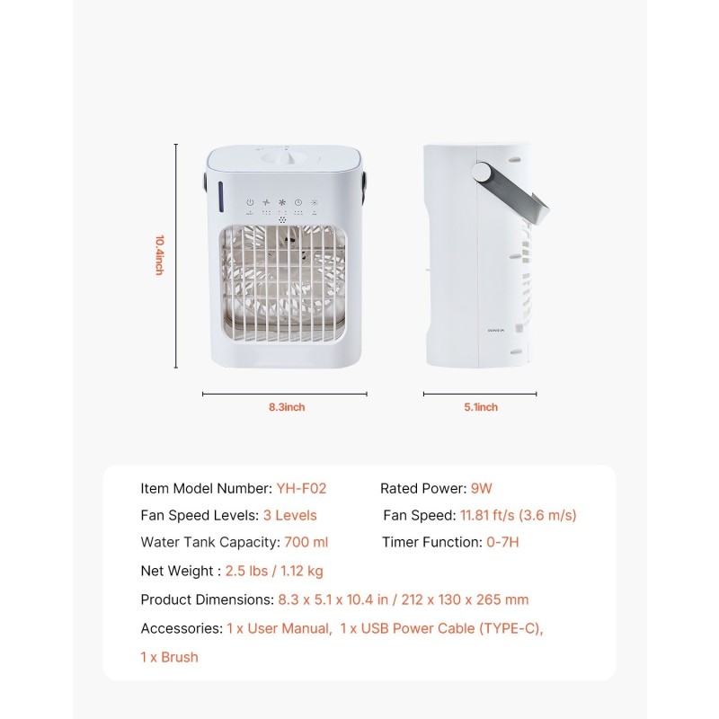 Haihduttava ilmaviilennin pöytämalli nelitoiminen kannettava 700 ml USB 3 nopeutta