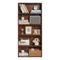 Kapea 5-tasoinen kirjahylly E1-luokan lastulevy korkeus 134,5 cm korkeussäädettävät hyllyt