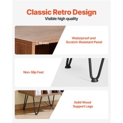 Levysoitinteline kolmitasoinen vinyylisäilytys ruskea metallijaloilla vesitiiviillä pinnoitteella