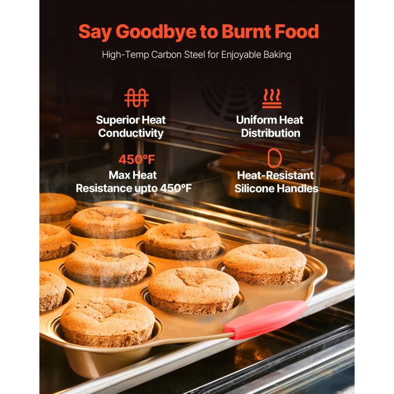 Leivontavuokasetti 10-osainen hiiliteräksinen tarttumaton teflonpinnoite kulta