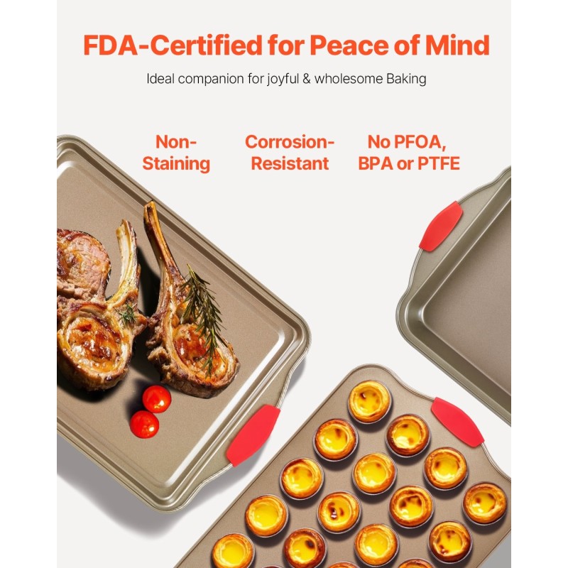 Leivontavuokasetti 10-osainen hiiliteräksinen tarttumaton teflonpinnoite kulta