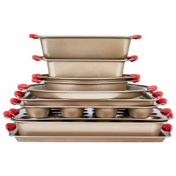 Leivontavuokasetti 10-osainen hiiliteräksinen tarttumaton teflonpinnoite kulta