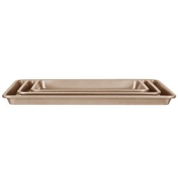 3-osainen hiiliteräsvuokasetti tarttumaton pinnoite suorakaiteiset pellit kulta