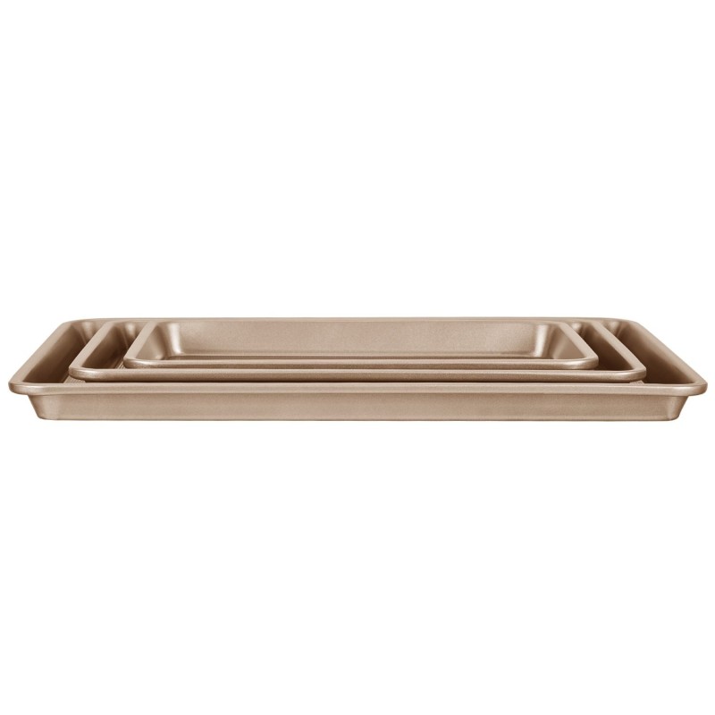 3-osainen hiiliteräsvuokasetti tarttumaton pinnoite suorakaiteiset pellit kulta