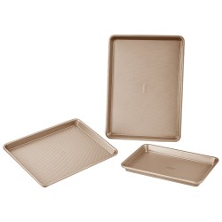 3-osainen hiiliteräsvuokasetti tarttumaton pinnoite suorakaiteiset pellit kulta