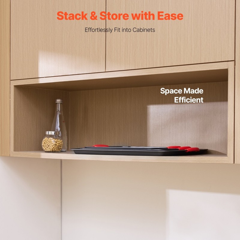 Uunipeltisetti 3-osainen hiiliteräksinen tarttumattomalla pinnoitteella silikonikahvoilla