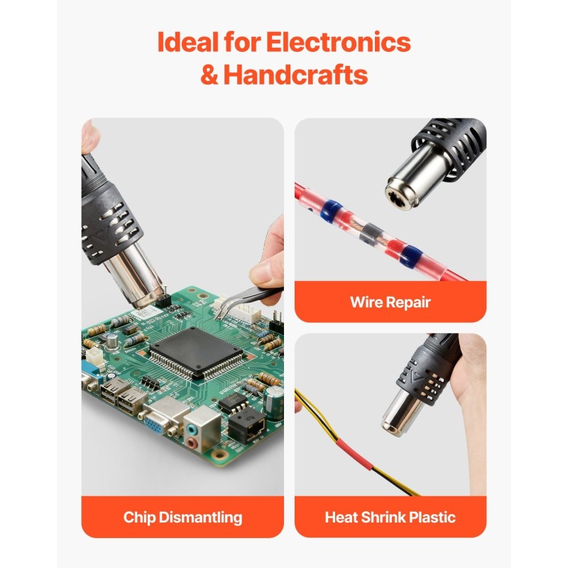 Kuumailmakorjausasema metallirunkoinen 1000 W 100–480 °C 3 esiasetusta säädettävä ilmavirta