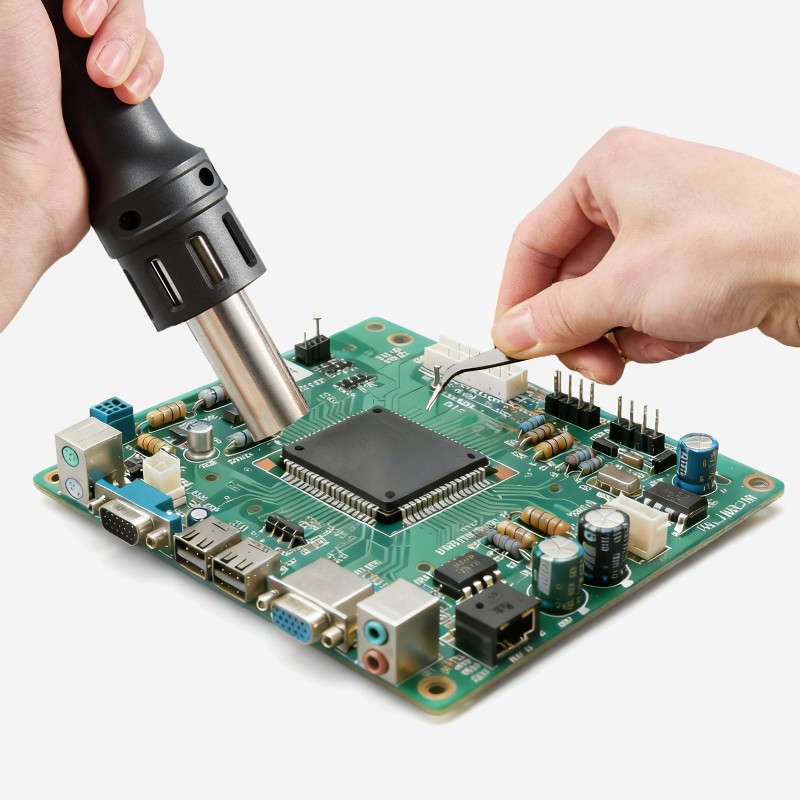 Kuumailmakorjausasema metallirunkoinen 1000 W 100–480 °C 3 esiasetusta säädettävä ilmavirta