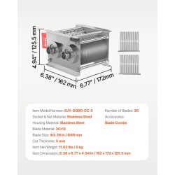 Lihaleikkurin teräsarja kolmekymmentäkuusi terää ruostumatonta terästä viisi millimetriä ammattikeittiöön