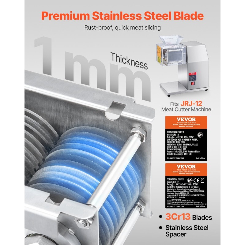 Lihaleikkurin teräsarja 26 terää ruostumatonta terästä 7 mm