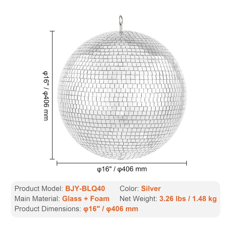 Peilidiscopallo lasi ja vaahtoydin halkaisija 406 mm hopea hiiliteräs ripustuslenkki