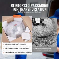 Diskopallo halkaisija 495 mm lasipeileillä hopea kiinteällä hiiliteräksisellä ripustuslenkillä