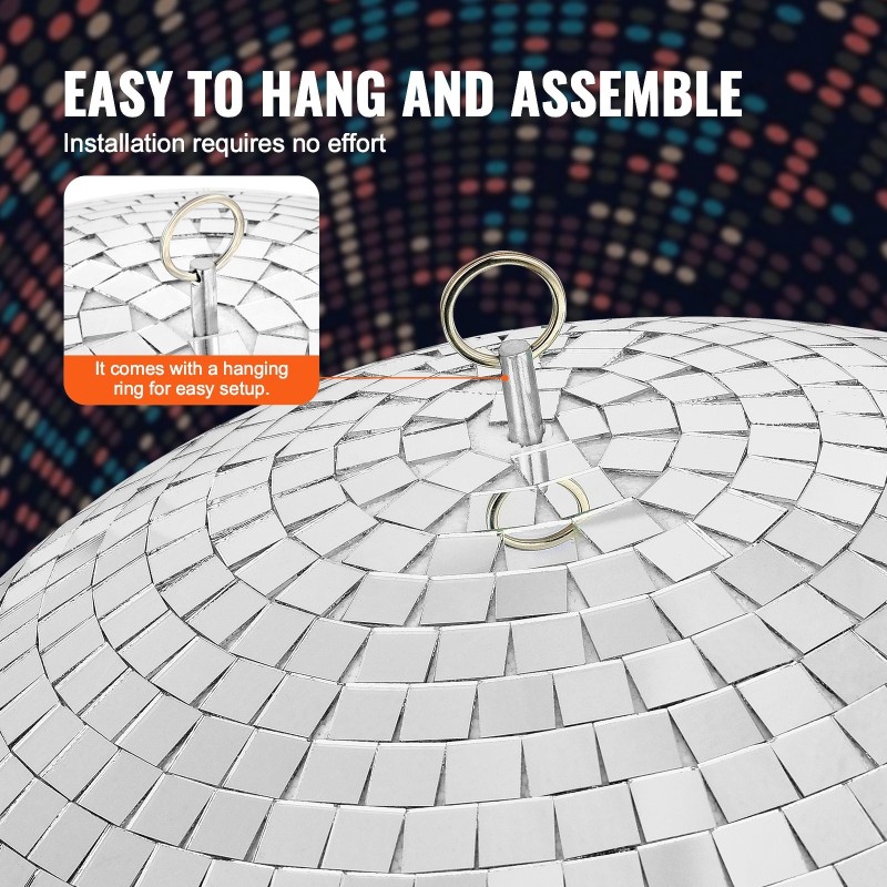 Peilipallo 12 tuuman paksuilla lasipeileillä hiiliteräksisellä ripustuslenkillä juhliin